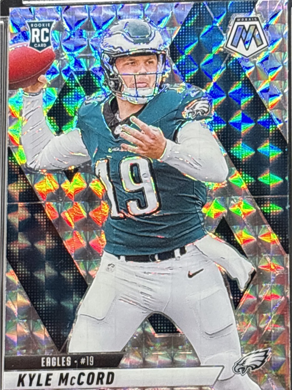 Panini Mosaic Kyle McCord Philadelphia Eagles Rookie Football Card - Refractor
